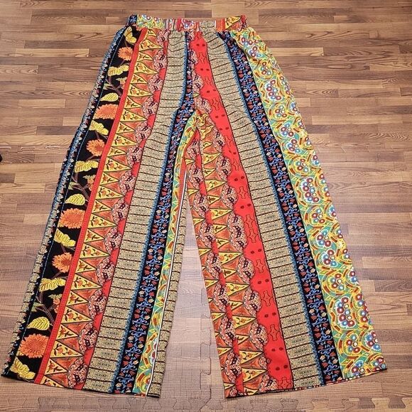 SHEIN Multi-colored Boho Wide Leg Pants Size Small - Picture 1 of 13